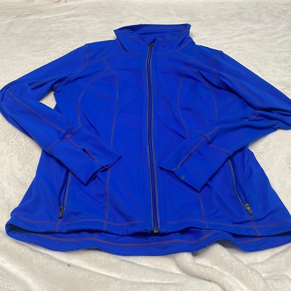 Tangerine blue workout jacket with thumb holes